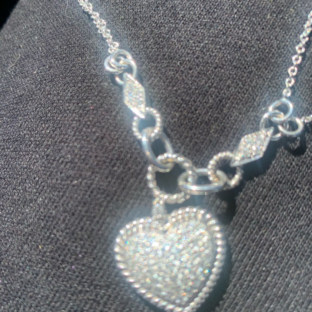 Diamond pendant necklace double strand